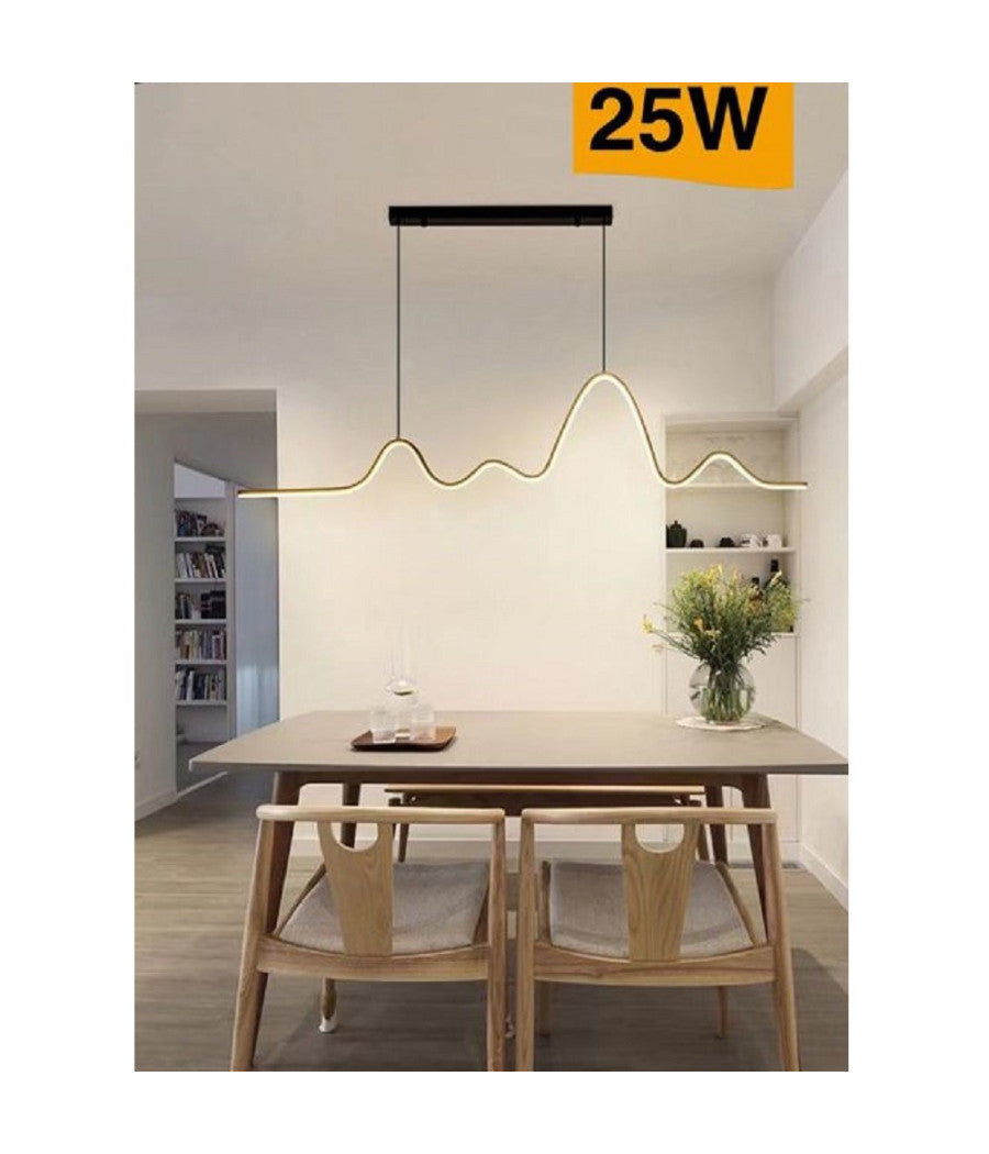 Lampadario Sospensione Led 25w Moderno Onda Sfalsata Luce 4000k 6500k 3000k B73n         