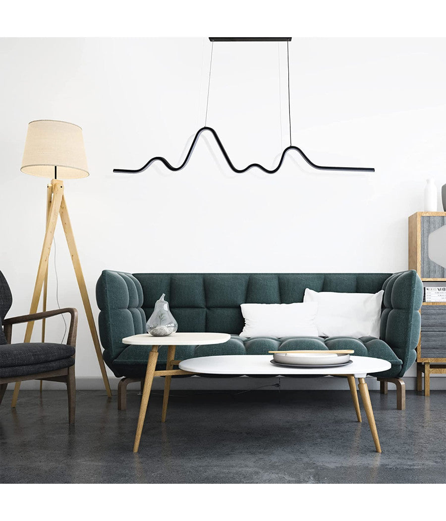 Lampadario Sospensione Led 25w Moderno Onda Sfalsata Luce 4000k 6500k 3000k B73n         