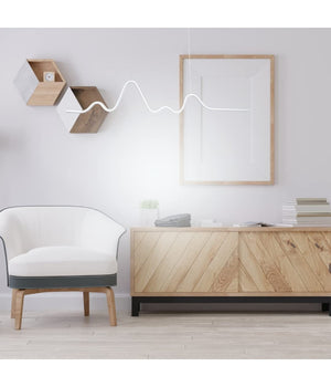 Lampadario Sospensione Led 25w Moderno Onda Sfalsata Luce 4000k 6500k 3000k B73n         