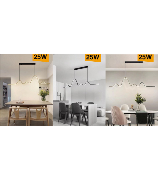 Lampadario Sospensione Led 25w Moderno Onda Sfalsata Luce 4000k 6500k 3000k B73n         