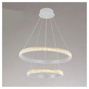 Trade Shop - Lampadario Sospensione Led 60 W 2 Cerchi Anelli Cristallo Telecomando Bianco 31951         