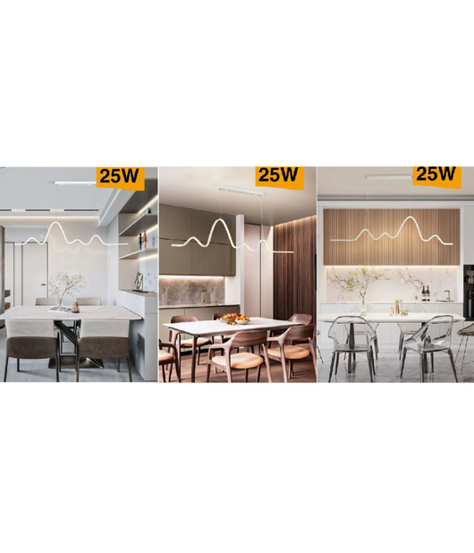 Lampadario Sospensione Led Moderno Onda Sfalsata 25w Luce 6500k 3000k 4000k B73b         