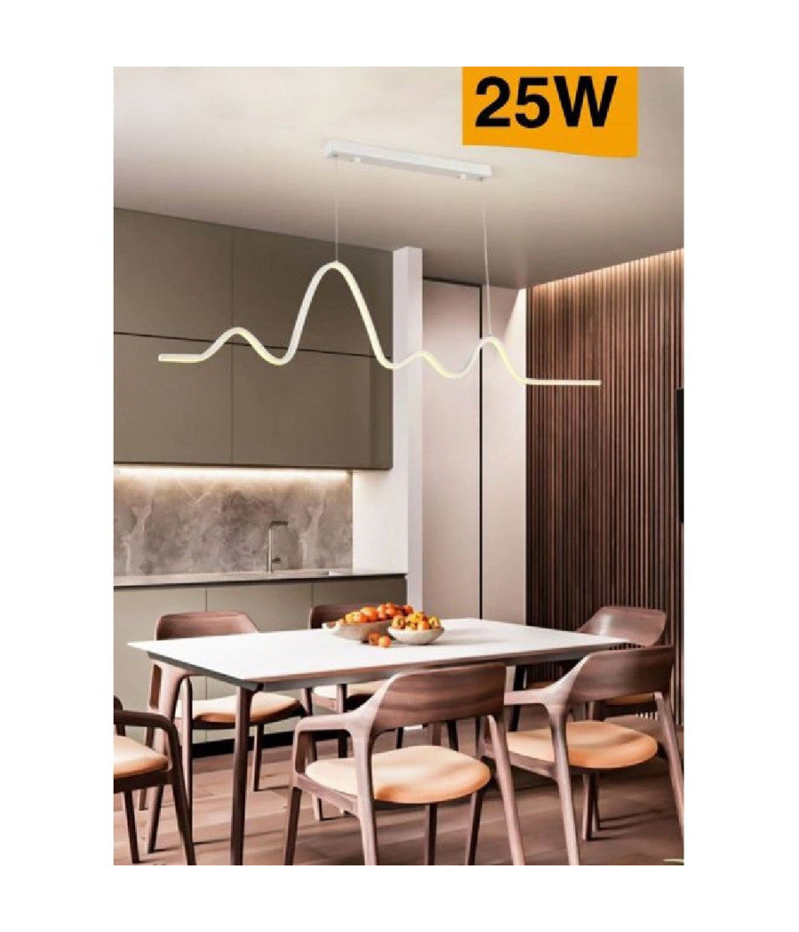 Lampadario Sospensione Led Moderno Onda Sfalsata 25w Luce 6500k 3000k 4000k B73b         