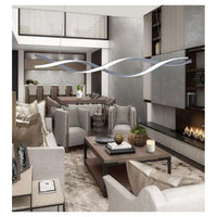 Trade Shop - Lampadario Sospensione Luce 3000k-6500k Led 48w Argento Spirale Vortice Orizzontale 01127         