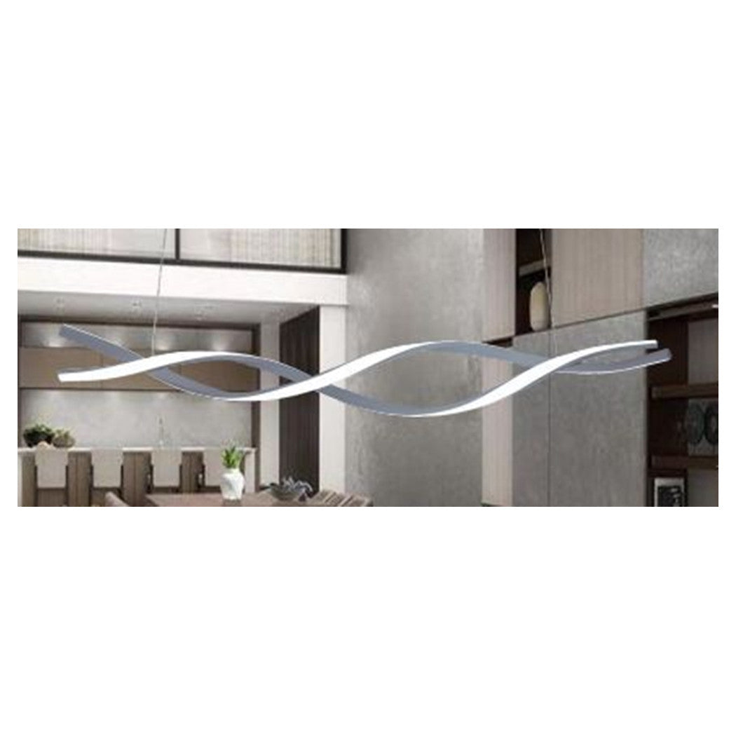 Trade Shop - Lampadario Sospensione Luce 3000k-6500k Led 48w Argento Spirale Vortice Orizzontale 01127         
