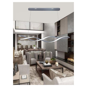 Trade Shop - Lampadario Sospensione Luce 3000k-6500k Led 48w Argento Spirale Vortice Orizzontale 01127         