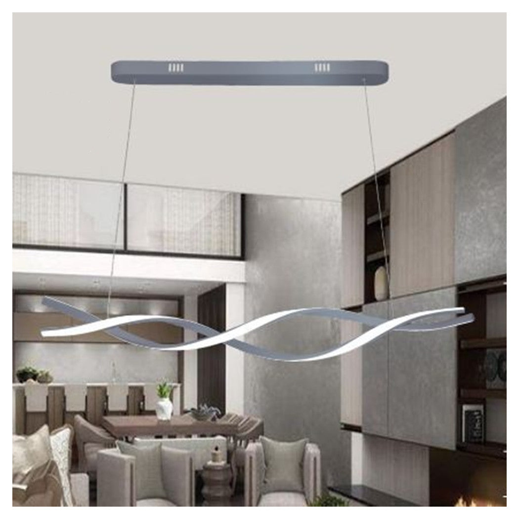 Trade Shop - Lampadario Sospensione Luce 3000k-6500k Led 48w Argento Spirale Vortice Orizzontale 01127         