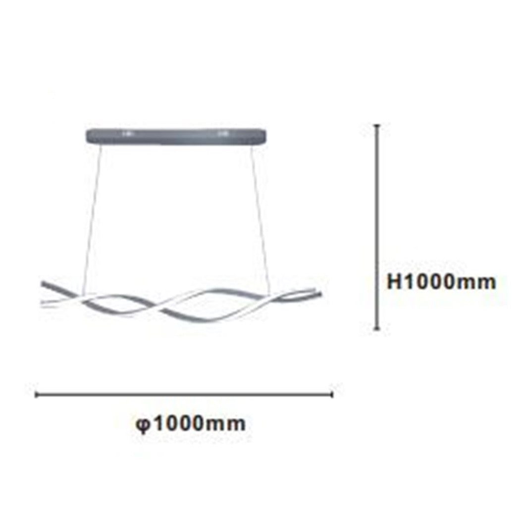 Trade Shop - Lampadario Sospensione Luce 3000k-6500k Led 48w Argento Spirale Vortice Orizzontale 01127         