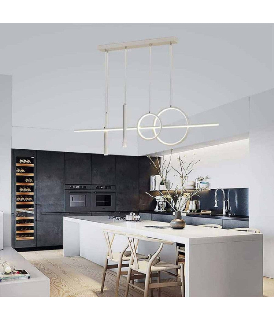 Lampadario Sospeso Con Anelli Punto Luce Cilindri Luce 6500k 4000k 3000k Lp-42b         