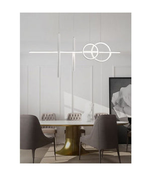 Lampadario Sospeso Con Anelli Punto Luce Cilindri Luce 6500k 4000k 3000k Lp-42b  -bianco Freddo      -