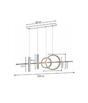 Lampadario Sospeso Con Anelli Punto Luce Cilindri Luce 6500k 4000k 3000k Lp-42b         