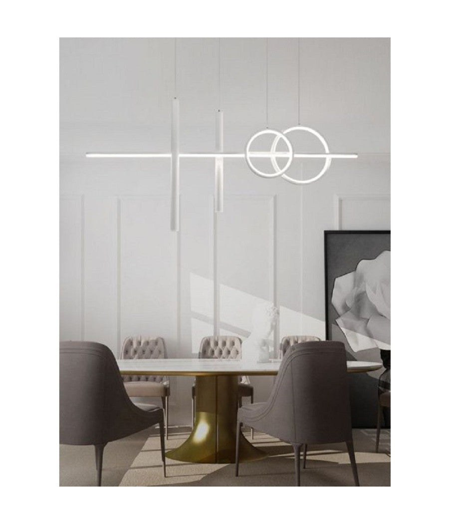 Lampadario Sospeso Con Anelli Punto Luce Cilindri Luce 6500k 4000k 3000k Lp-42b         