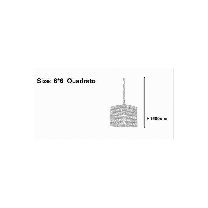 Trade Shop - Lampadario Sospeso Cubo Con Cristalli Lampada Luce E27 Argento Quadrato 32323 -