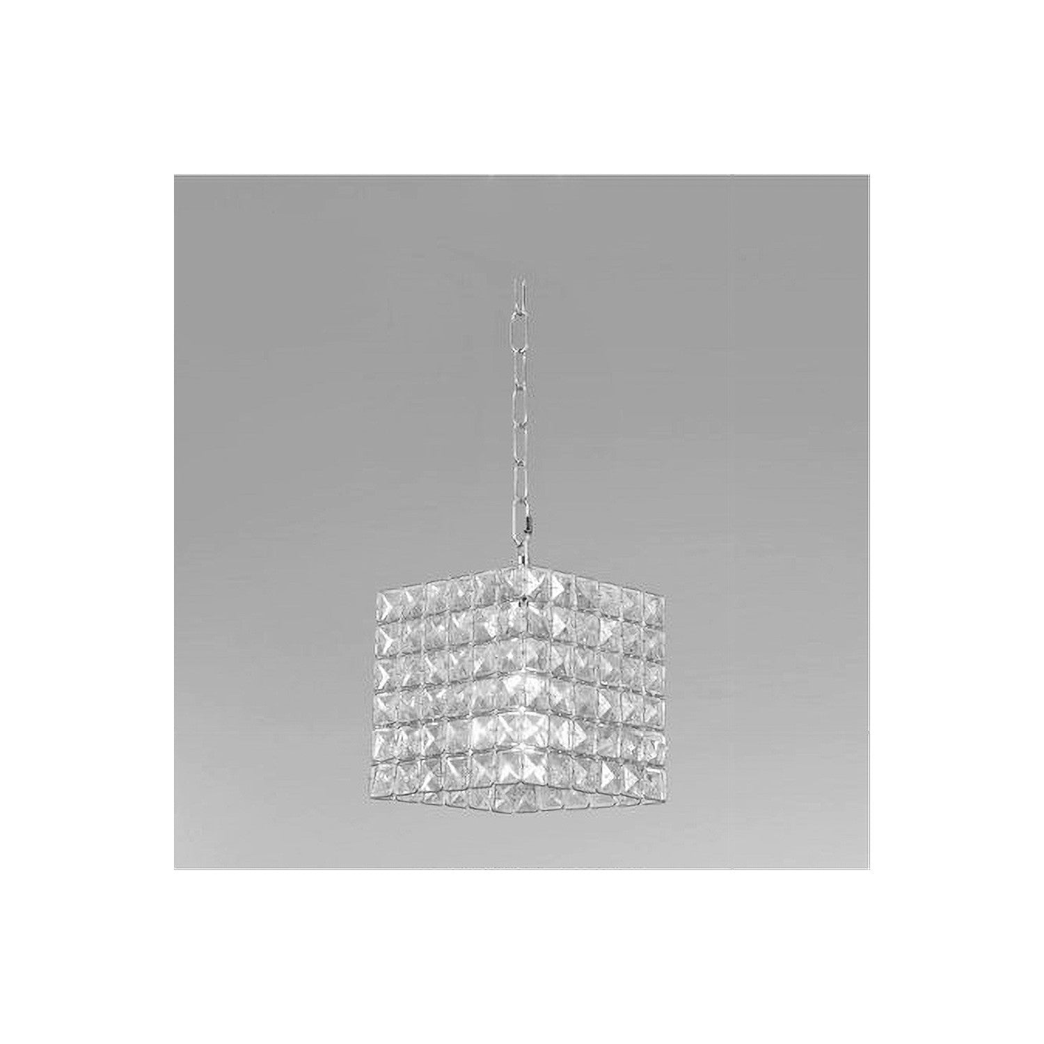 Trade Shop - Lampadario Sospeso Cubo Con Cristalli Lampada Luce E27 Argento Quadrato 32323 -