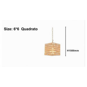 Trade Shop - Lampadario Sospeso Cubo Cristalli Lampada Luce Attacco E27 Oro Quadrato 32309 -