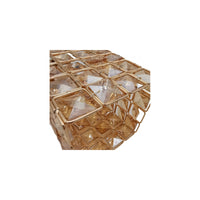 Trade Shop - Lampadario Sospeso Cubo Cristalli Lampada Luce Attacco E27 Oro Quadrato 32309 -