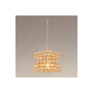 Trade Shop - Lampadario Sospeso Cubo Intrecciato Con Cristalli Lampada Luce E27 Oro 32385 -