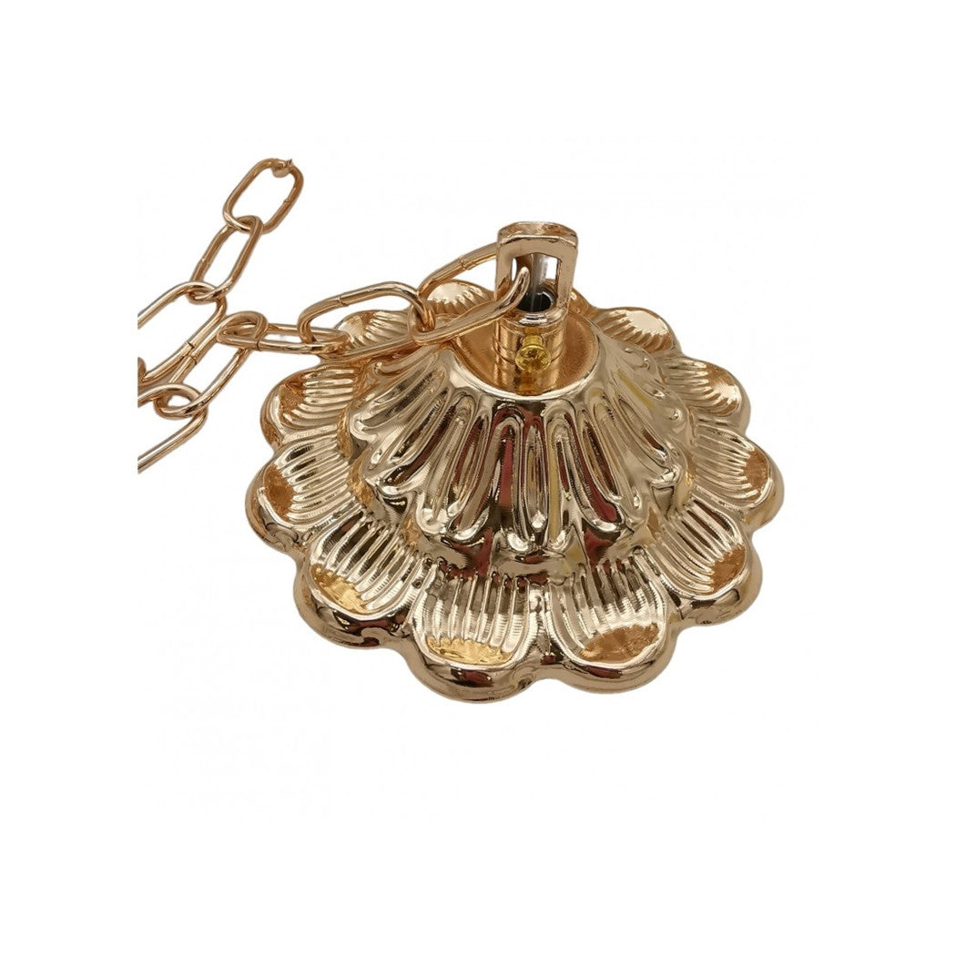 Trade Shop - Lampadario Sospeso Cubo Intrecciato Con Cristalli Lampada Luce E27 Oro 32385 -