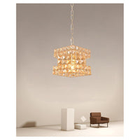 Trade Shop - Lampadario Sospeso Cubo Intrecciato Con Cristalli Lampada Luce E27 Oro 32385 -