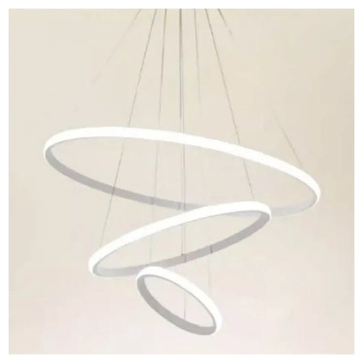 Trade Shop - Lampadario Sospeso Led 100w 3 Cerchi Pendente Anelli Bianco Luce 4000k Moderno 50262         
