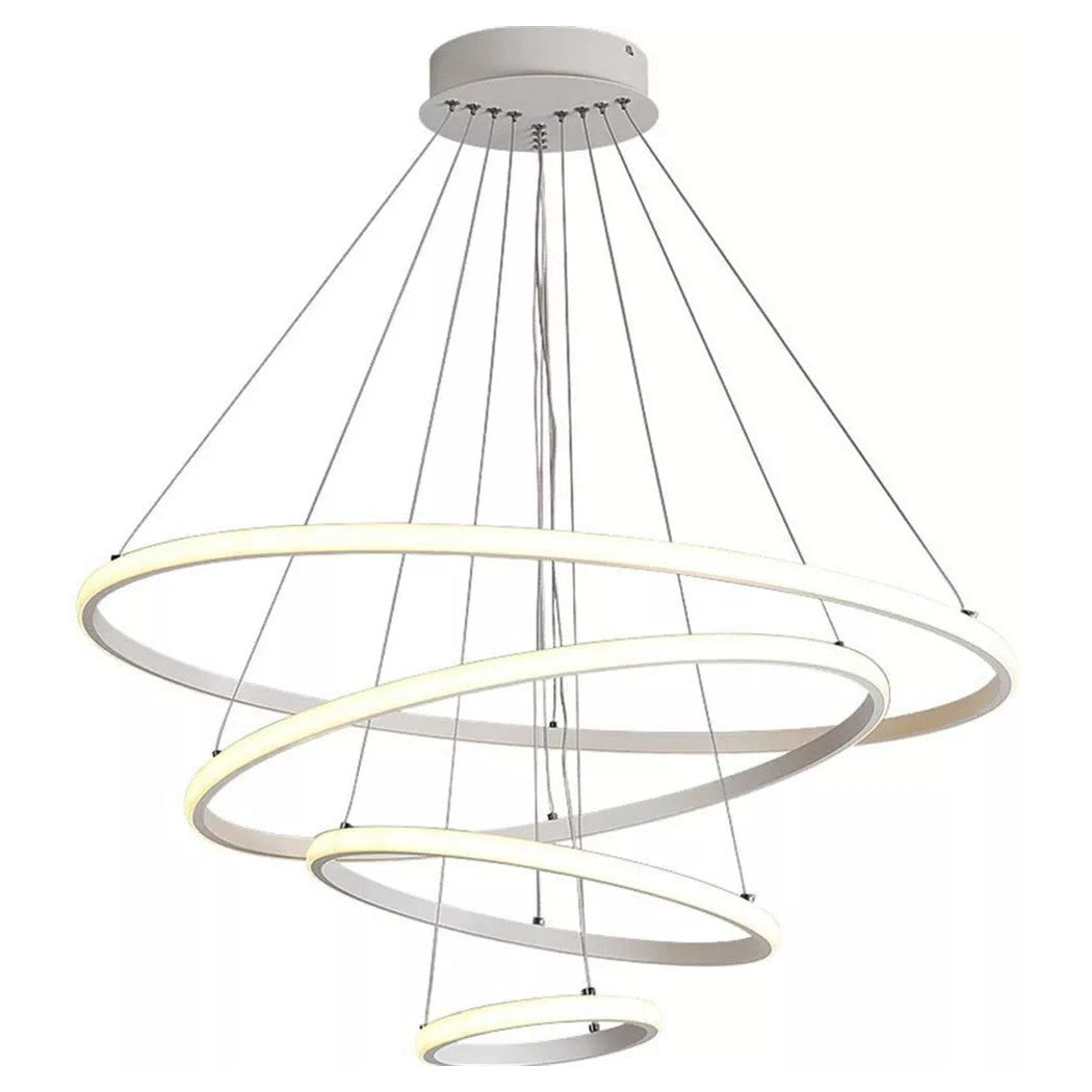 Trade Shop - Lampadario Sospeso Led 120w 4 Cerchi Pendente Rotondo Anelli Bianco Luce 6500k 50316         