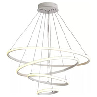 Trade Shop - Lampadario Sospeso Led 120w 4 Cerchi Pendente Rotondo Anelli Bianco Luce 6500k 50316         
