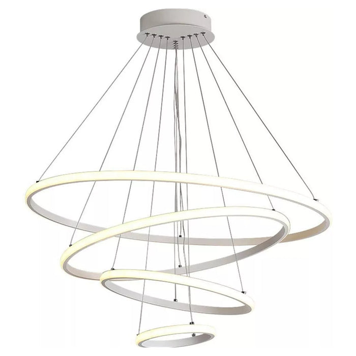 Trade Shop - Lampadario Sospeso Led 120w 4 Cerchi Pendente Rotondo Anelli Bianco Luce 6500k 50316         