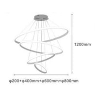 Trade Shop - Lampadario Sospeso Led 120w 4 Cerchi Pendente Rotondo Anelli Bianco Luce 6500k 50316         