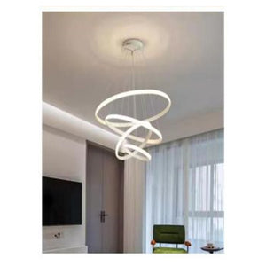 Trade Shop - Lampadario Sospeso Led 120w 4 Cerchi Pendente Rotondo Anelli Bianco Luce 6500k 50316         