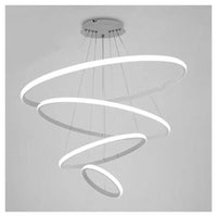 Trade Shop - Lampadario Sospeso Led 120w 4 Cerchi Pendente Rotondo Anelli Bianco Luce 6500k 50316         