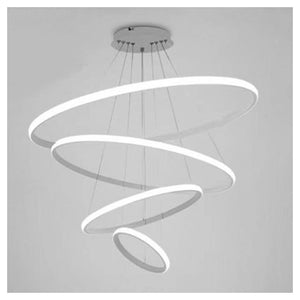 Trade Shop - Lampadario Sospeso Led 120w 4 Cerchi Pendente Rotondo Anelli Bianco Luce 6500k 50316         