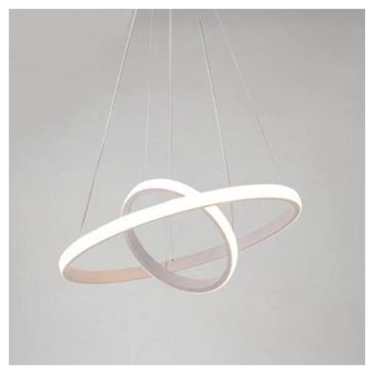 Trade Shop - Lampadario Sospeso Led 60w 2 Cerchi Pendente Rotondo Anelli Bianco Luce 4000k 50248         