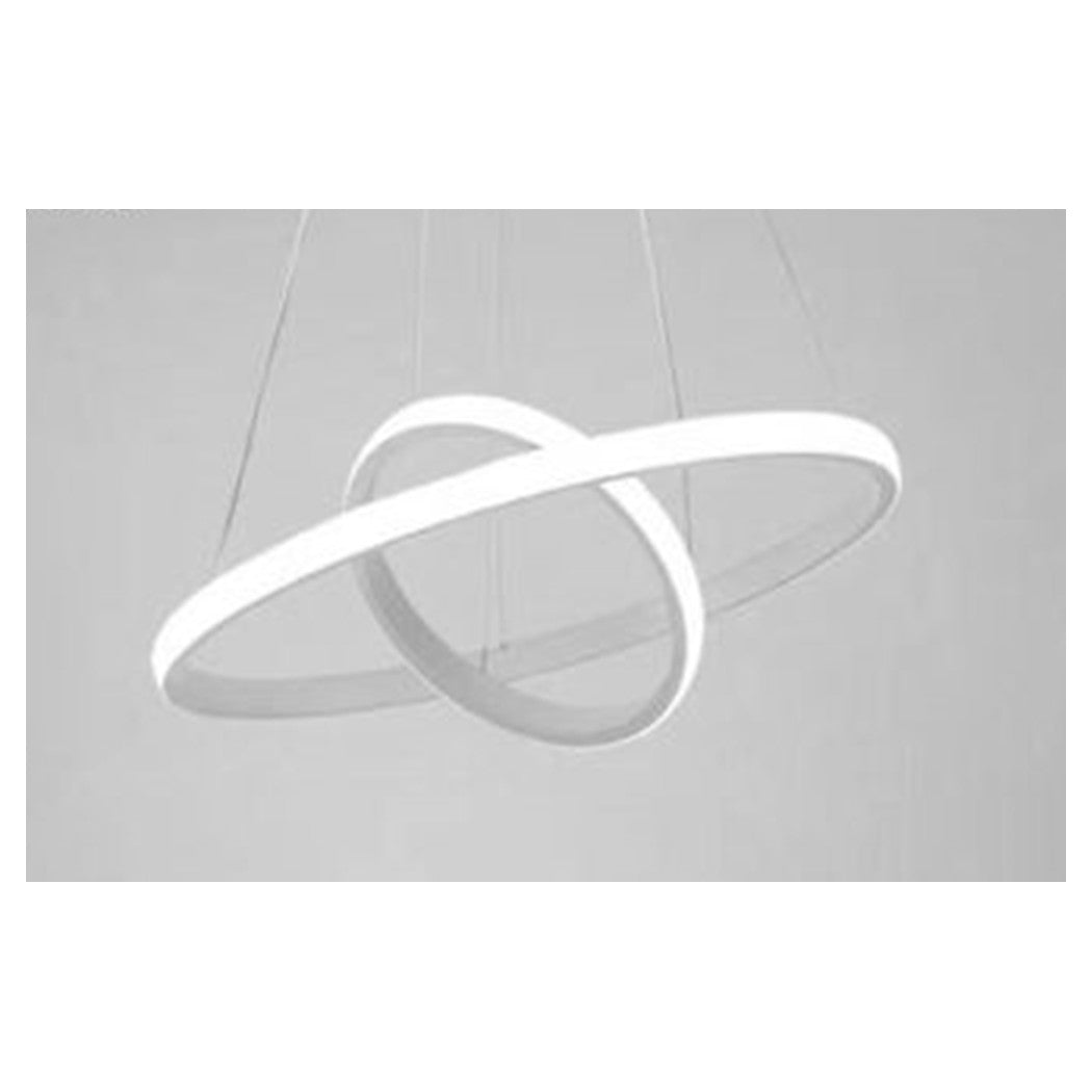 Trade Shop - Lampadario Sospeso Led 60w 2 Cerchi Pendente Rotondo Anelli Bianco Luce 6500k 50286         
