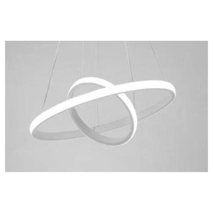 Trade Shop - Lampadario Sospeso Led 60w 2 Cerchi Pendente Rotondo Anelli Bianco Luce 6500k 50286         