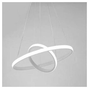 Trade Shop - Lampadario Sospeso Led 60w 2 Cerchi Pendente Rotondo Anelli Bianco Luce 6500k 50286         