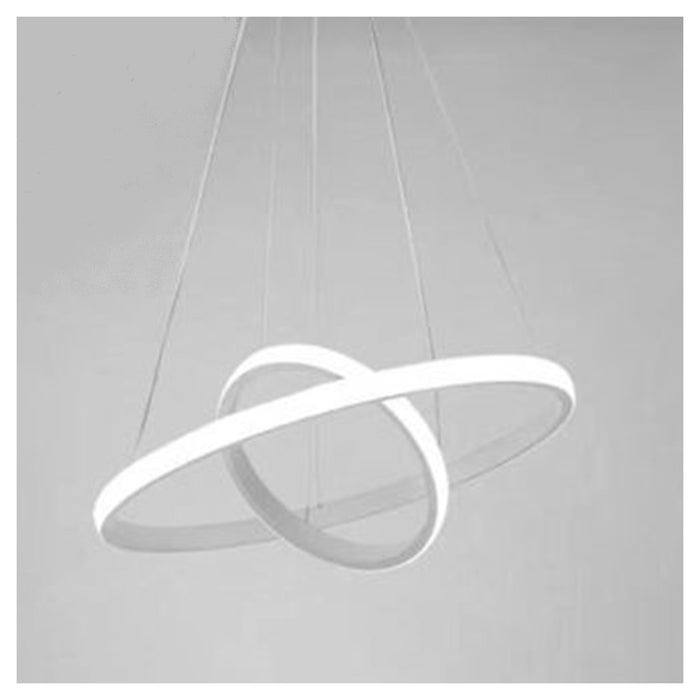 Trade Shop - Lampadario Sospeso Led 60w 2 Cerchi Pendente Rotondo Anelli Bianco Luce 6500k 50286         