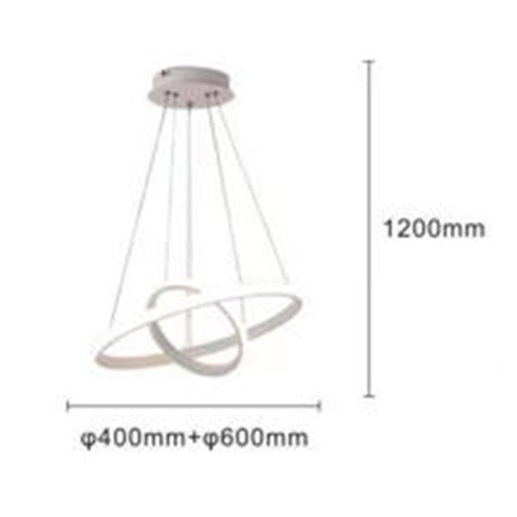 Trade Shop - Lampadario Sospeso Led 60w 2 Cerchi Pendente Rotondo Anelli Bianco Luce 6500k 50286         