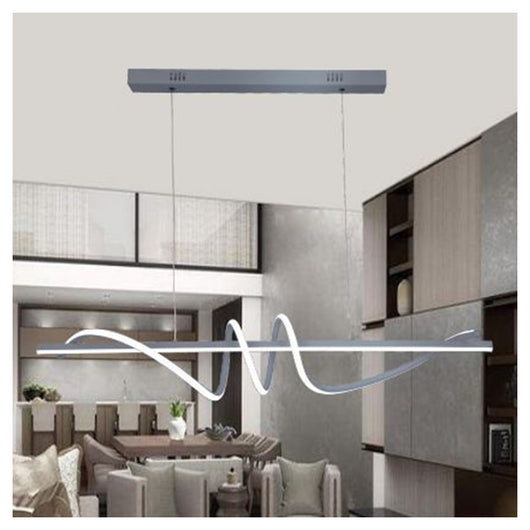 Trade Shop - Lampadario Sospeso Led 65w Argento Spirale Ondulato Vortice Orizzontale Luce 3000k-6500k 01165         