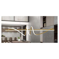 Trade Shop - Lampadario Sospeso Led 65w Oro Spirale Ondulato Vortice Orizzontale Luce 3000k-6500k 01158         