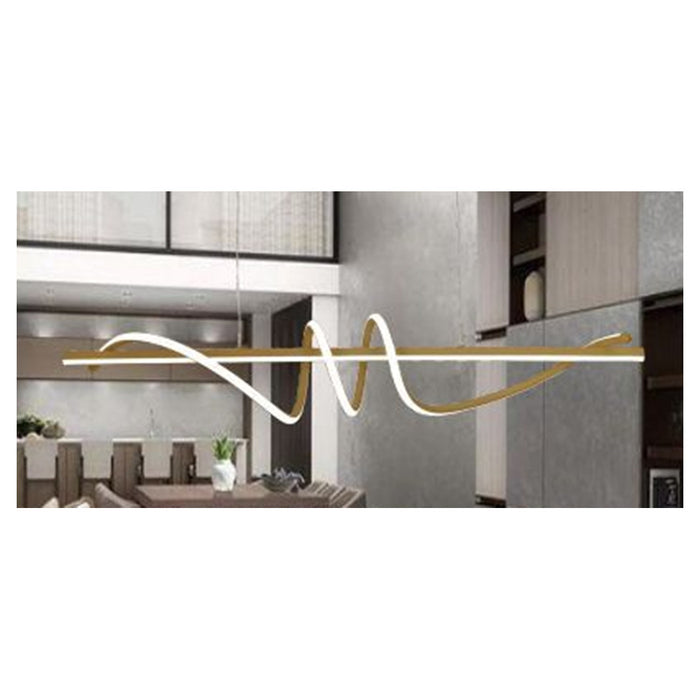 Trade Shop - Lampadario Sospeso Led 65w Oro Spirale Ondulato Vortice Orizzontale Luce 3000k-6500k 01158         
