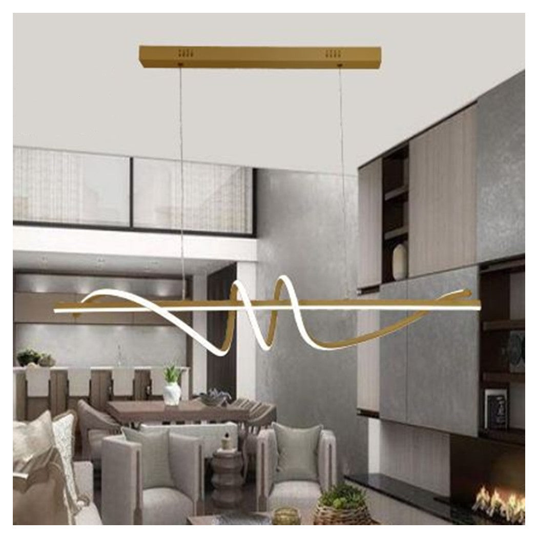 Trade Shop - Lampadario Sospeso Led 65w Oro Spirale Ondulato Vortice Orizzontale Luce 3000k-6500k 01158         