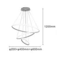 Trade Shop - Lampadario Sospeso Led 72w 3 Cerchi Pendente Rotondo Anelli Bianco Luce 4000k 50255         