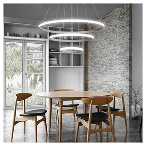 Trade Shop - Lampadario Sospeso Led 72w 3 Cerchi Pendente Rotondo Anelli Bianco Luce 4000k 50255         