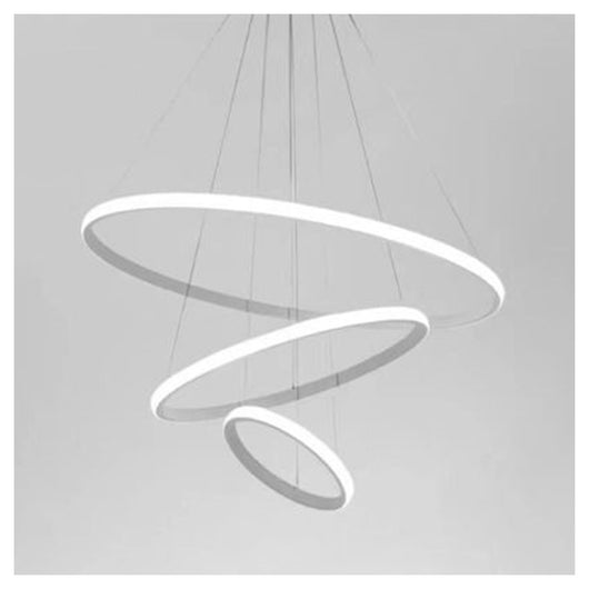 Trade Shop - Lampadario Sospeso Led 72w 3 Cerchi Pendente Rotondo Anelli Bianco Luce 6500k 50293         