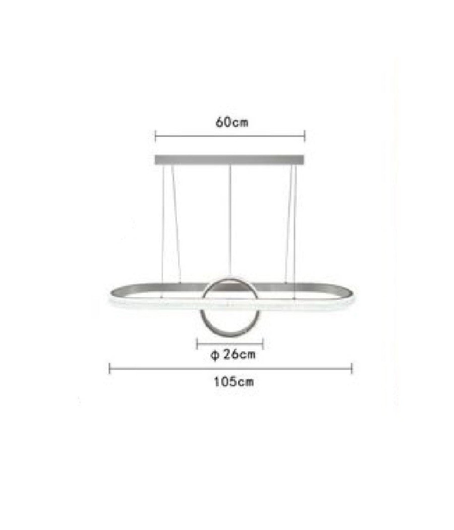 Lampadario Sospeso Led Design Cerchio Ovale Bianco Moderno Pendente 54w Lp-30b         