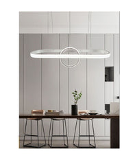 Lampadario Sospeso Led Design Cerchio Ovale Bianco Moderno Pendente 54w Lp-30b         