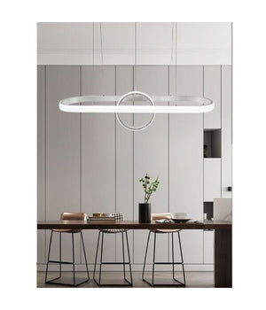 Lampadario Sospeso Led Design Cerchio Ovale Bianco Moderno Pendente 54w Lp-30b         