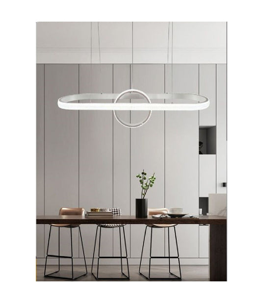 Lampadario Sospeso Led Design Cerchio Ovale Bianco Moderno Pendente 54w Lp-30b         