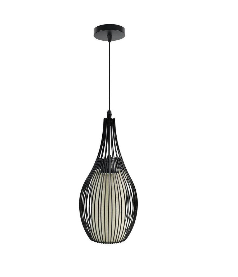 Lampadario Sospeso Ovale Pendente A Sospensione Moderno E27 Plafoniera B19  Nero       
