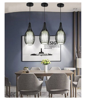 Lampadario Sospeso Ovale Pendente A Sospensione Moderno E27 Plafoniera B19  Nero       